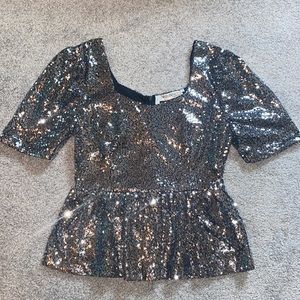 NWOT Sequin Peplum Top